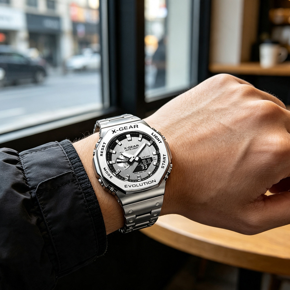 X-GEAR 듀얼 디스플레이 디지털 스포츠 시계 스틸  - Smartwatch Touch 리뷰 및 가격